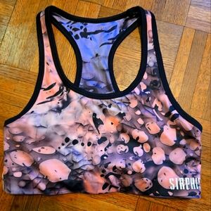 Pulse pink camo/purple camo sports bra